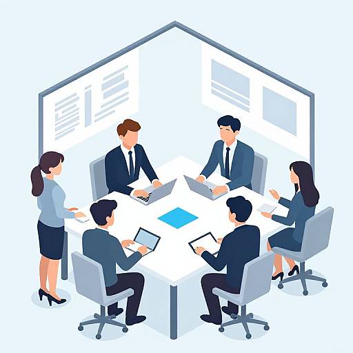 Isometric Business Team Meeting Illustration