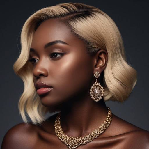 Elegant Black Woman with Blonde Hair and Gold Jewelry