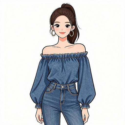 Smiling Woman in Casual Chic Denim