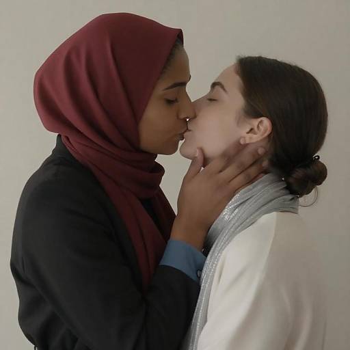 Intimate Kiss Between Two Women
