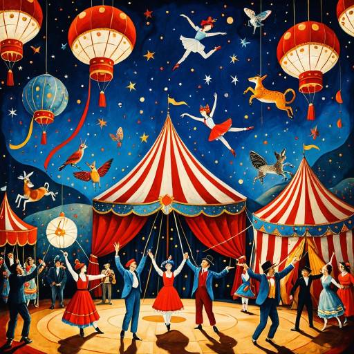 Whimsical Circus Performance in Marc Chagall Style