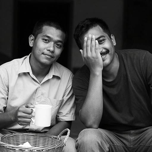 Two Men in Black and White Portrait