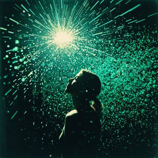 Silhouette under Radiant Light and Particles