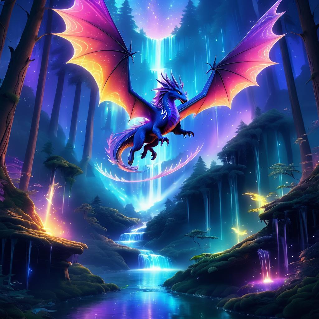 Mystical Dragon and Elf Fantasy Scene