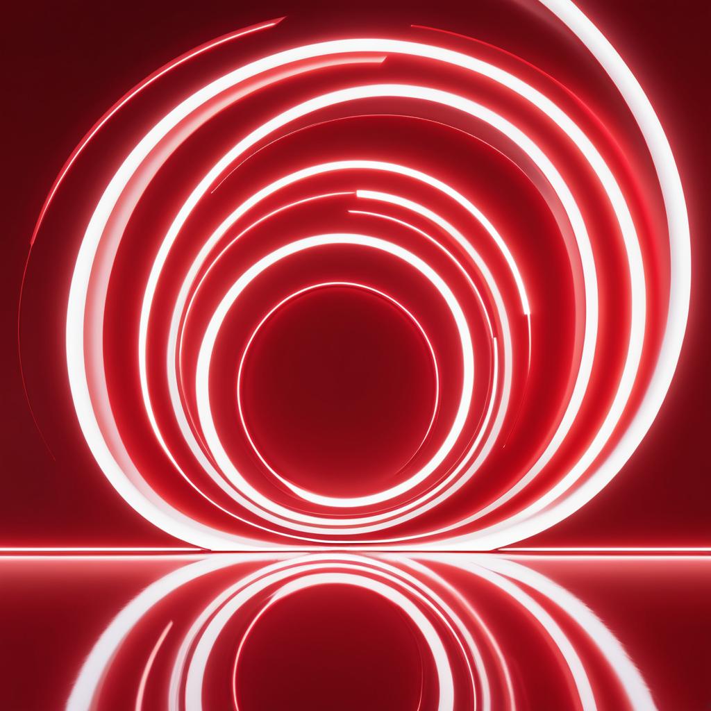 Futuristic Red Light Art on White