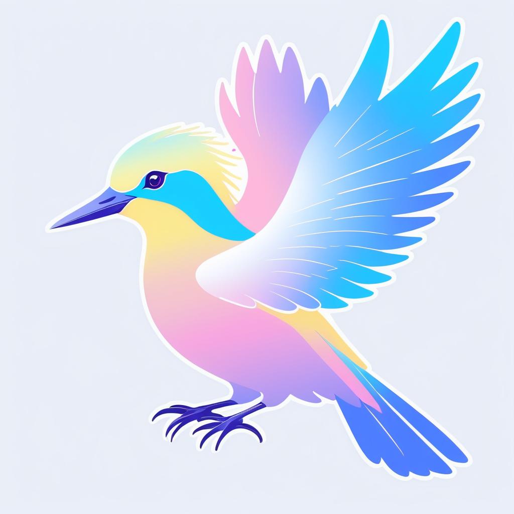 Pastel Colored Bird in Manga Style