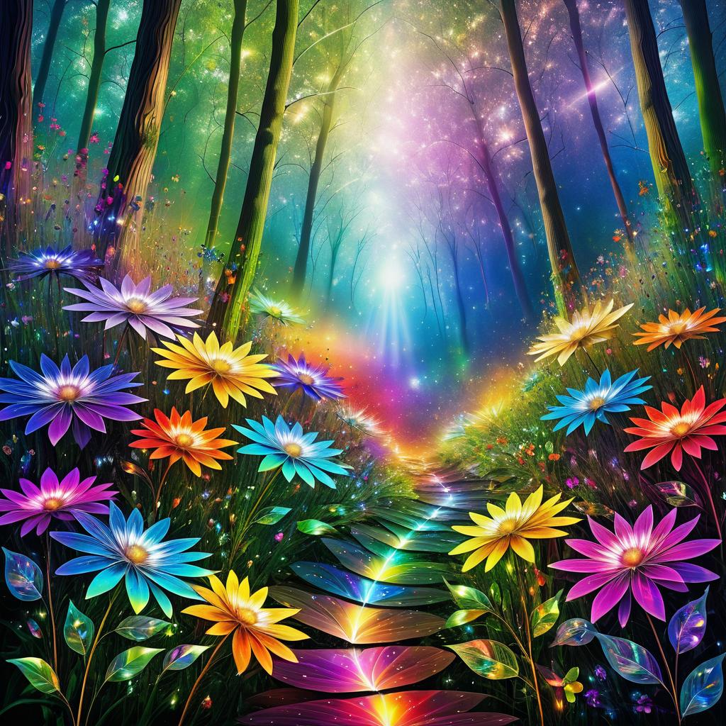 Vibrant Rainbow Fractal Flowers in Enchantment