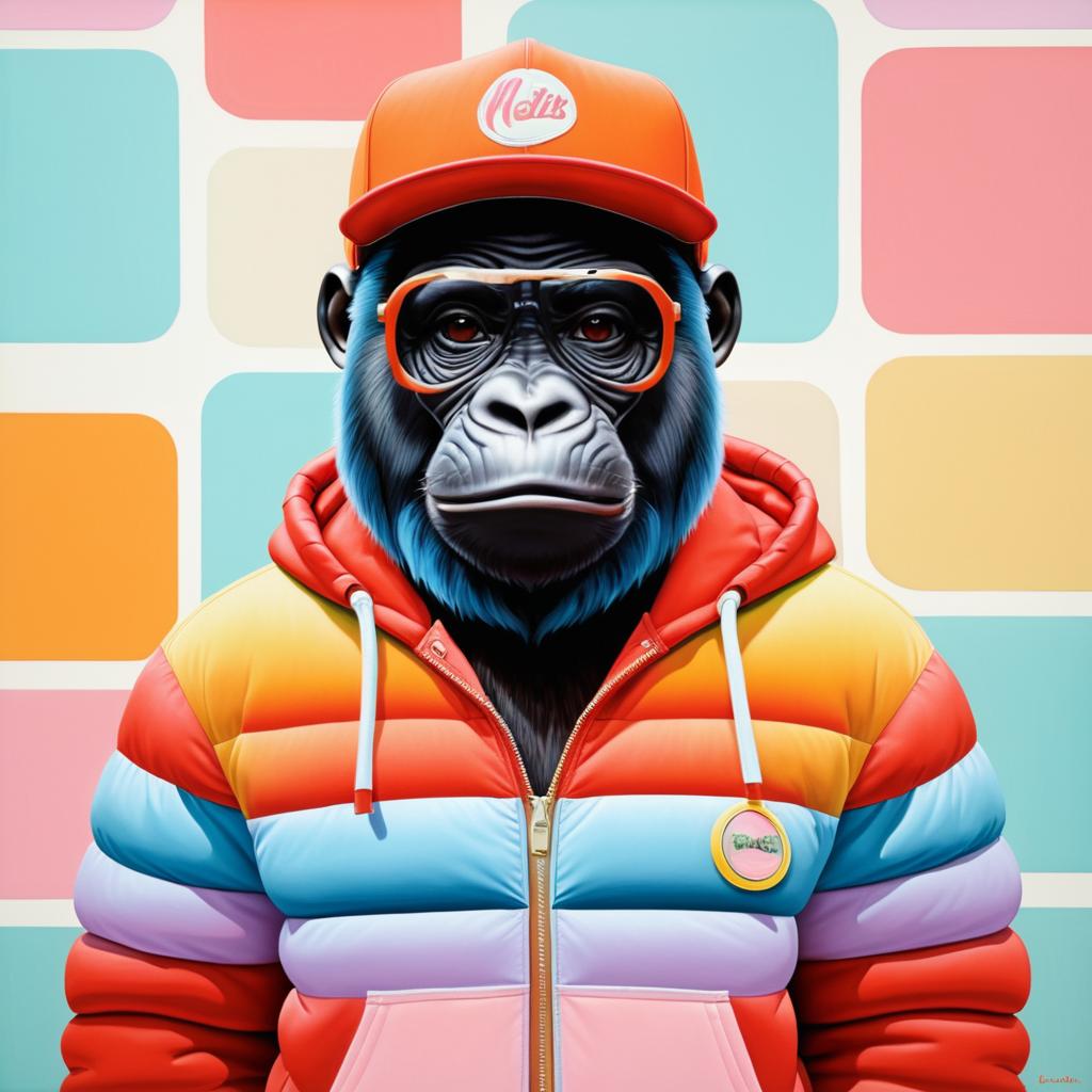 Gorilla in Casual Fashion: Surreal Art