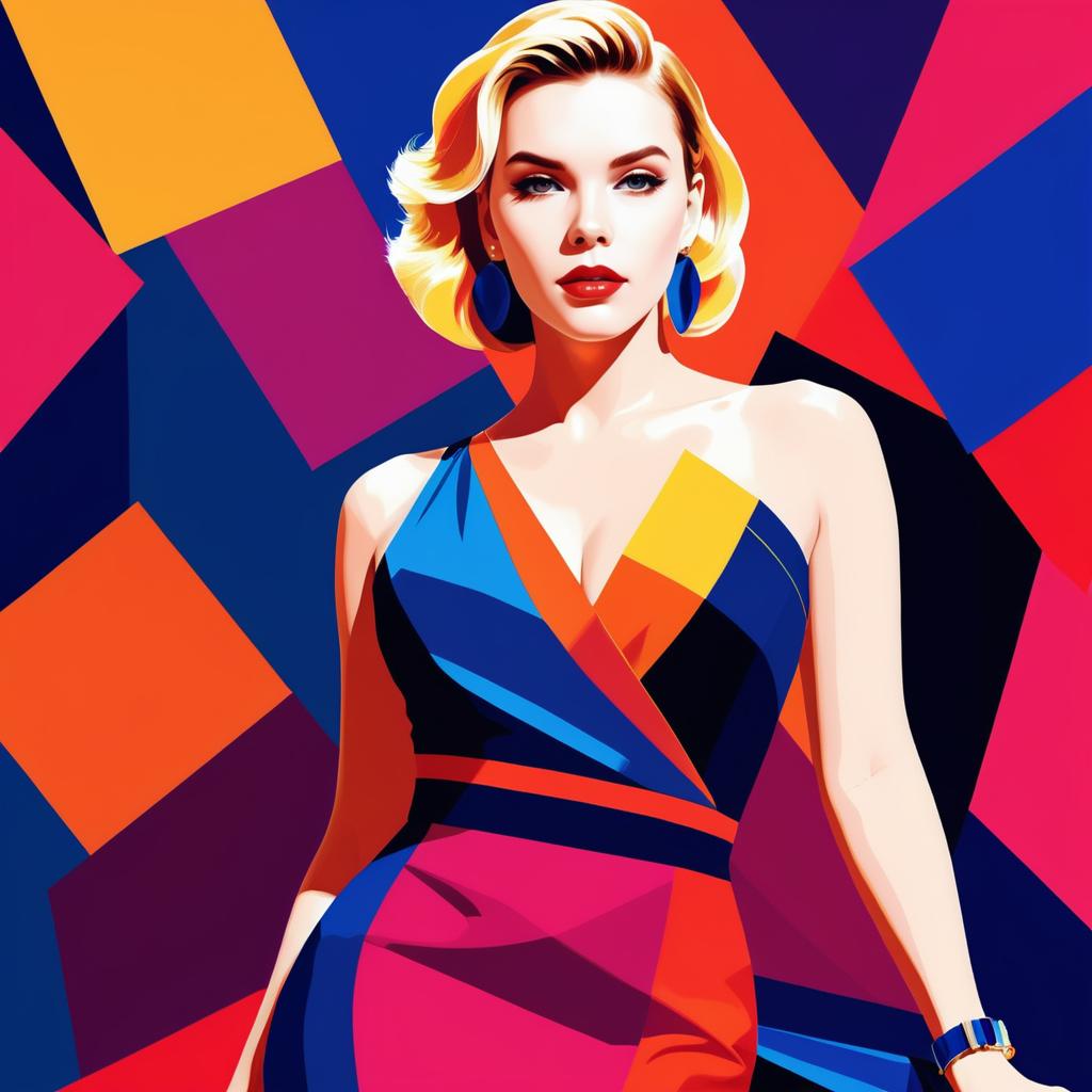 Elegant Fashion Illustration of Scarlett Johansson