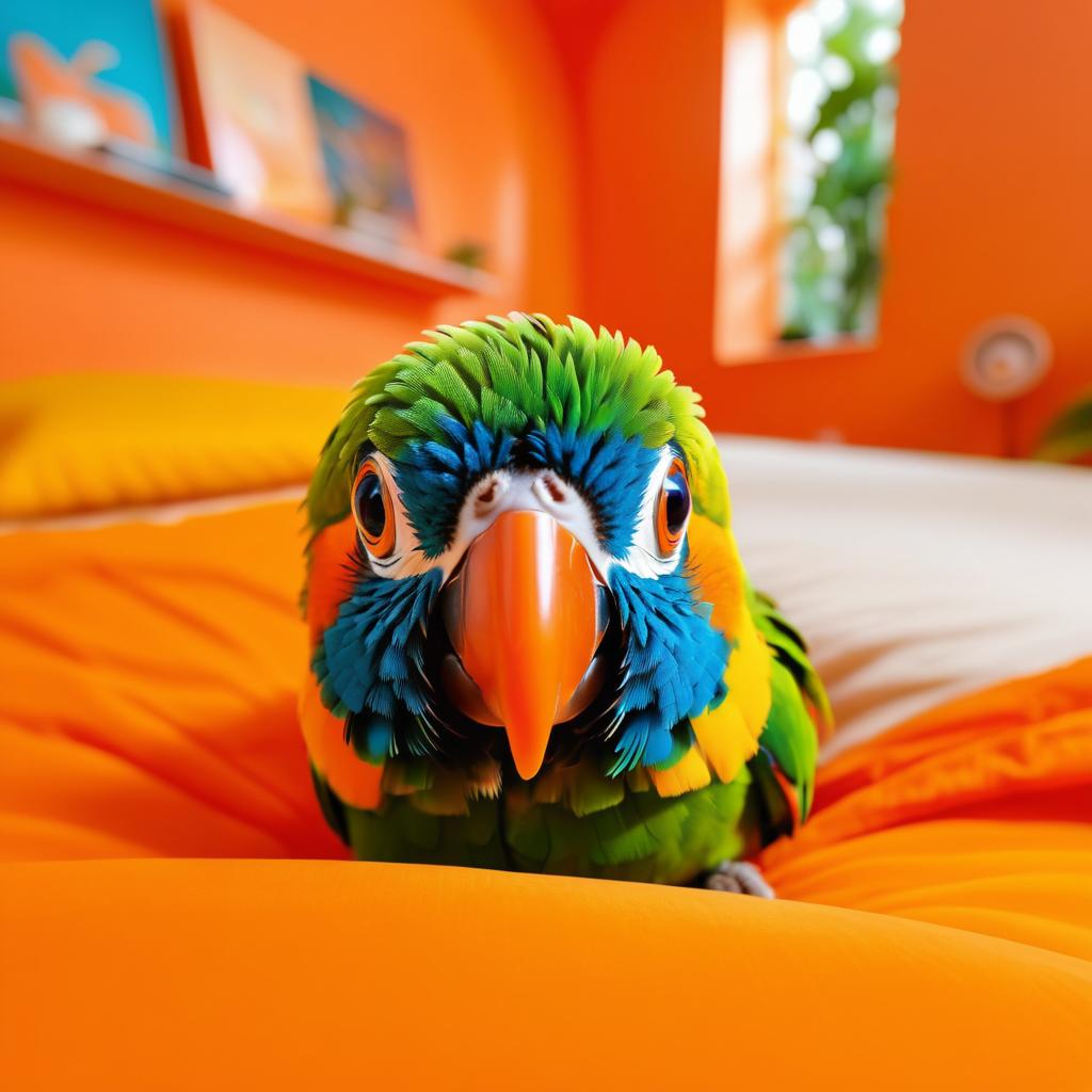 Curious Parrot Under Cozy Covers