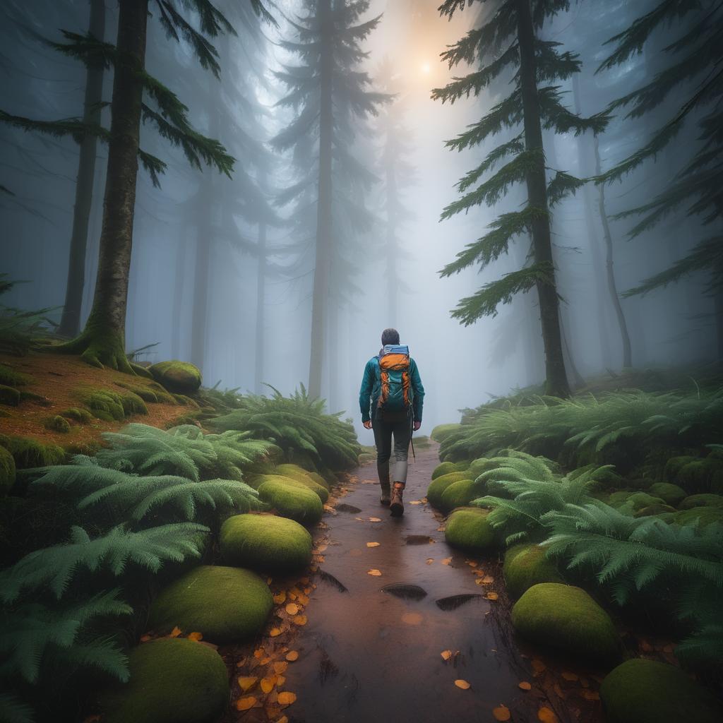 Misty Forest Hiker: A Dreamy Escape