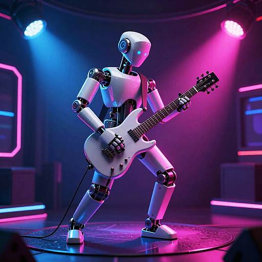 Futuristic Neon 3D Robotic Jazz Musician