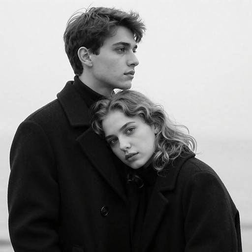 Stark Black-and-White Intimate Couple Portrait