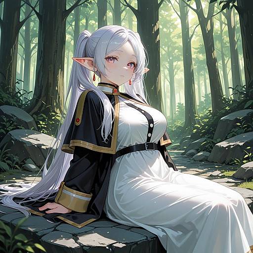 Vibrant Sorceress in Enchanted Forest