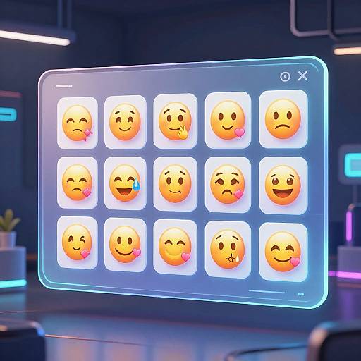 Holographic AI Emoji Generator Interface