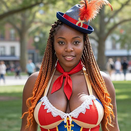 Confident Black Woman in Vintage Circus Costume