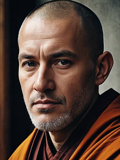 Close-Up Portrait of Man in Monk Outfit