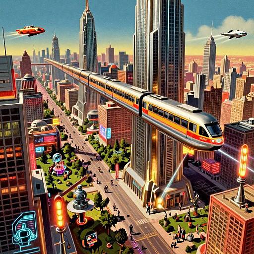 1950s Retro-Futuristic Cityscape