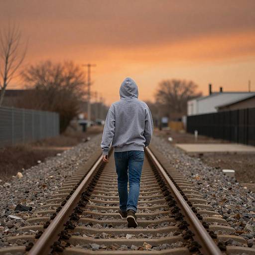 Lone Journey on Railroad Tracks