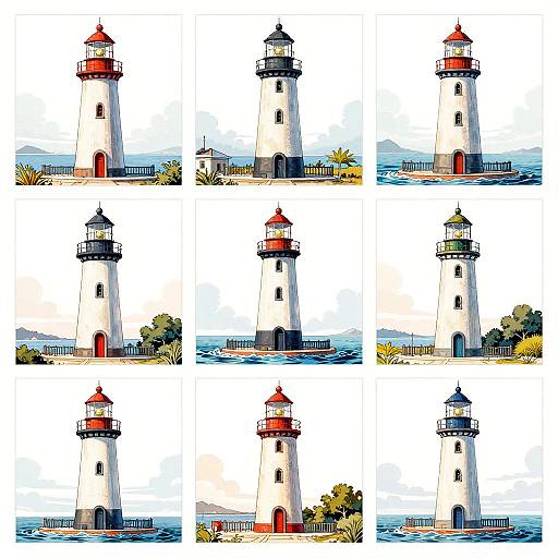 Storyboard Sketches of Iconic Lighthouses