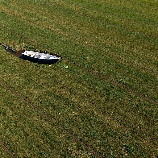 Aerial View of Patterned Green Field