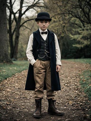 Boy in Vintage Thomas Shelby Style Outfit