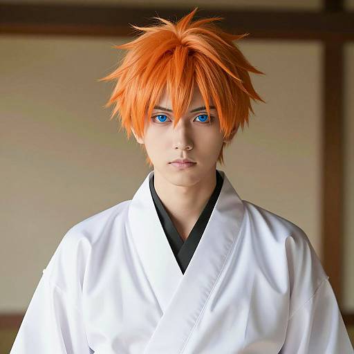 Anime-Style Male in Ichigo Kurosaki Costume