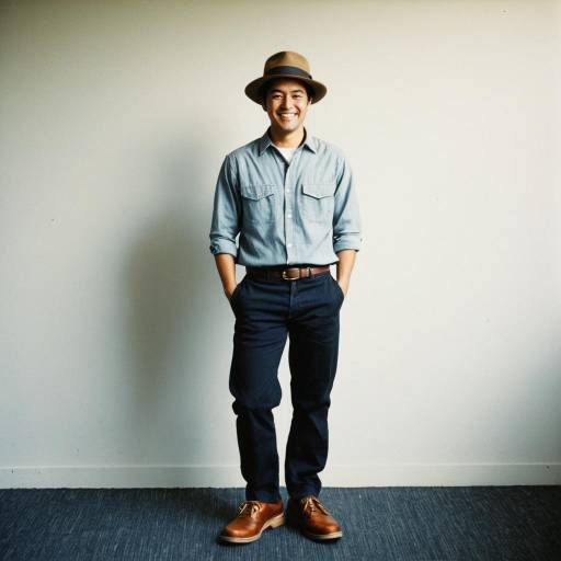 Smiling man in casual hat and denim shirt
