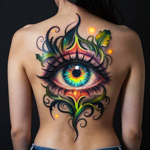 Neon Mystical Eye Tribal Tattoo