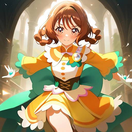 Illustration of Hanamichi ran, delicious party precure in the style of Crumbles