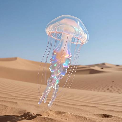 Ethereal Jellyfish Over Desert Dunes