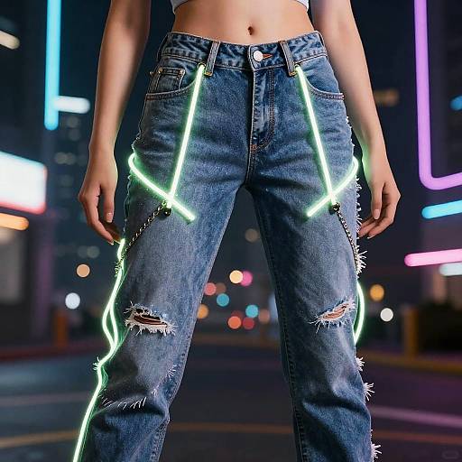 Futuristic Neon Cyberpunk Denim Fashion