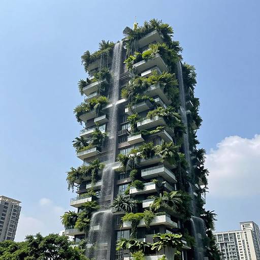 Green Skyscraper Merging with City