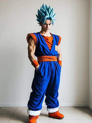 Man in Realistic Vegito Cosplay Costume