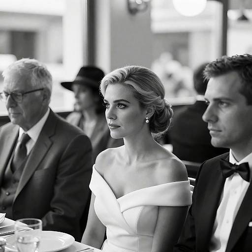 Elegant Dinner Scene in Black-and-White
