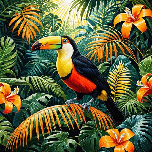 Vibrant Toucan Amidst Tropical Paradise