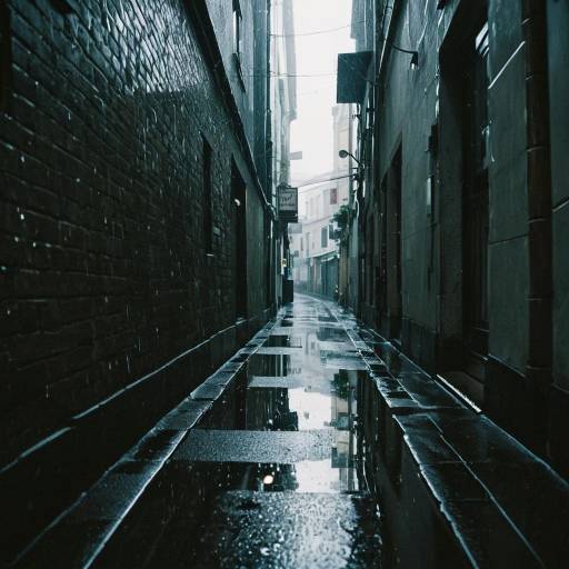 Rainy Narrow Alley Reflection