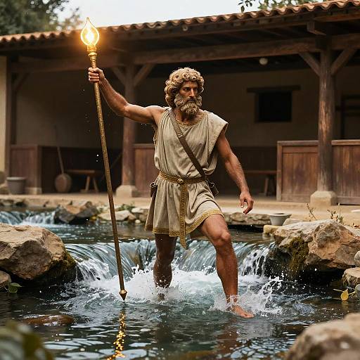 Augeas Commanding Rivers in Mythic Greece