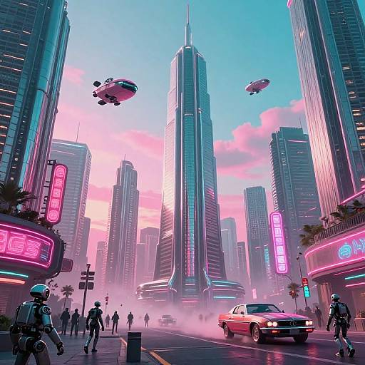 Retrofuture Cityscape at Dawn