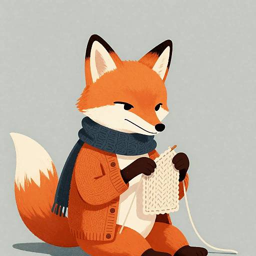 Whimsical Fox Knitting Scarf