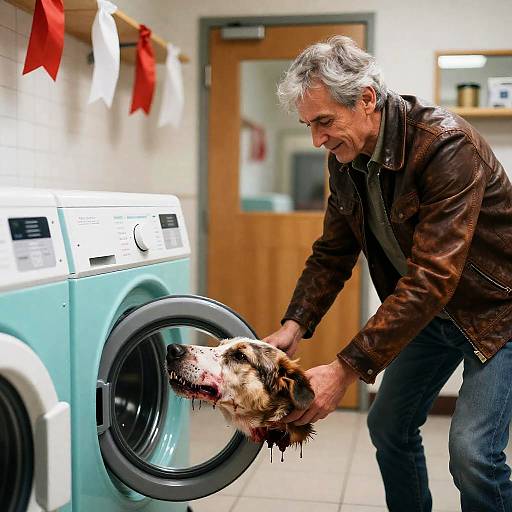 Macabre Laundry Scene with Severed Head