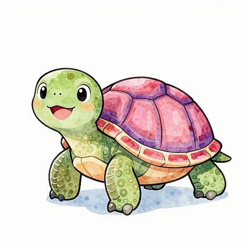 Cheerful Turtle Watercolor Illustration