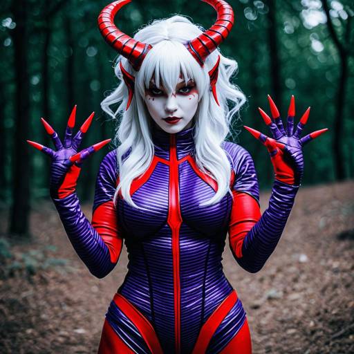 Woman in Arukenimon Inspired Cosplay Costume