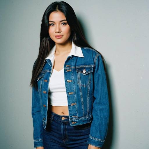 Young Woman in Denim Jacket with White Top