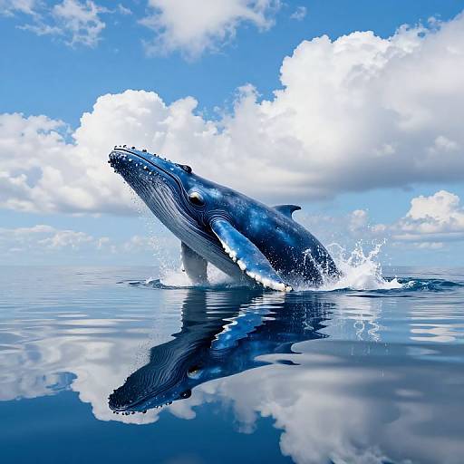 Majestic Blue Whale Breaching Ocean