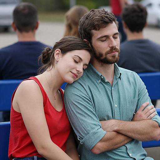 Intimate Moment on a Blue Bench