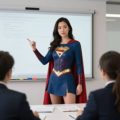 Superwoman Presenting to Clients