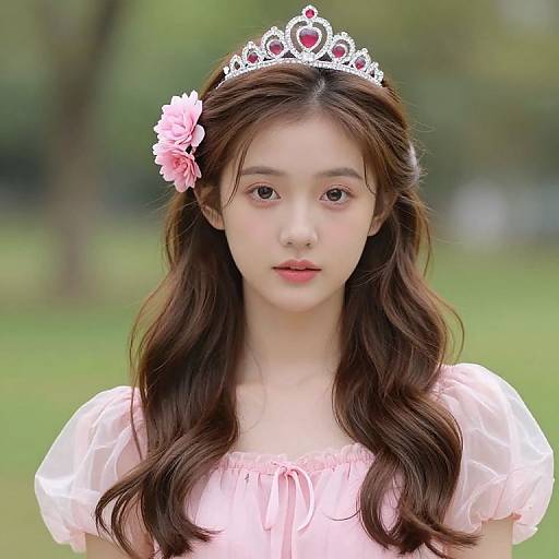 Girl in Pink Dress with Tiara