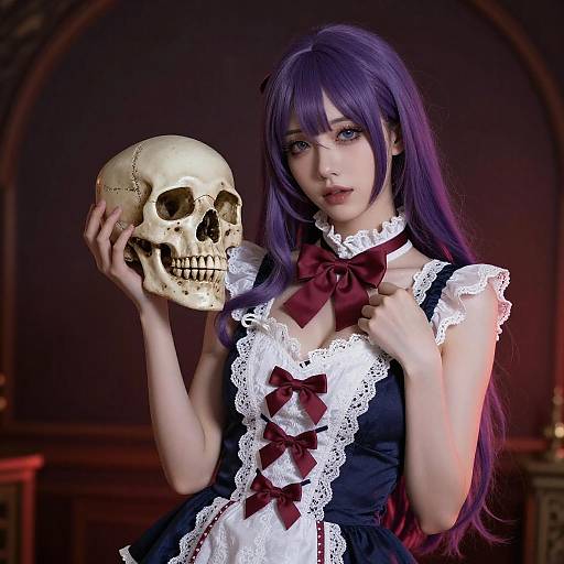 Purple-Haired Woman with Skull