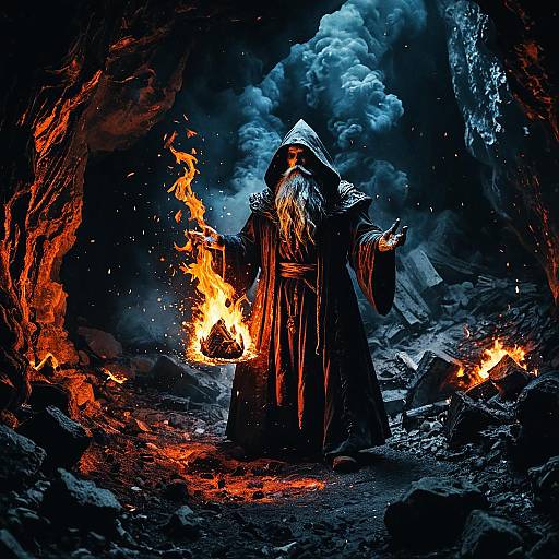 Fire Elemental Wizard in Dark Cavern